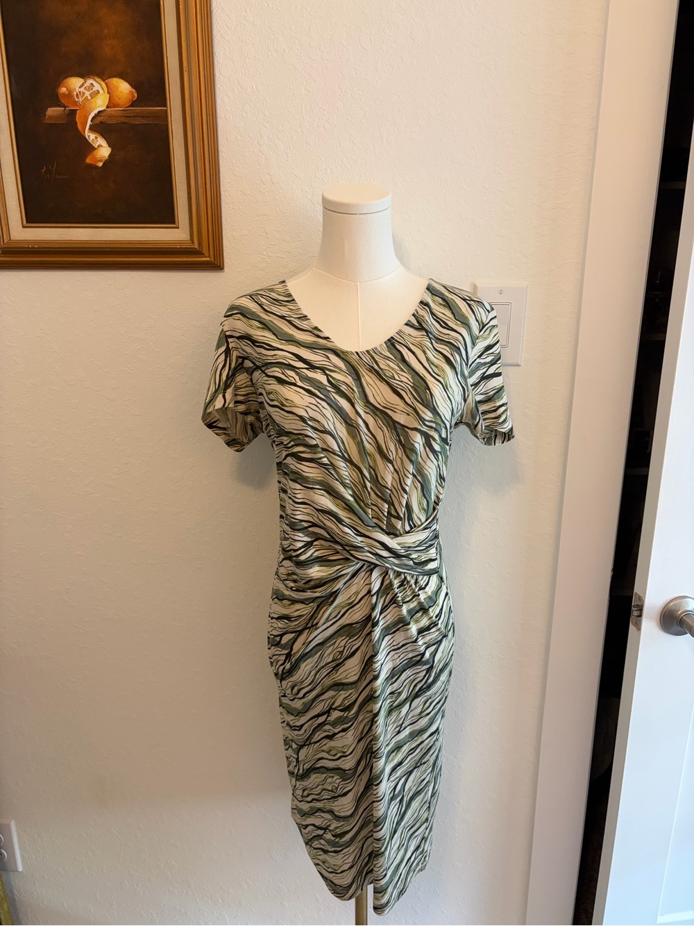 Gérard Darel Paris Silk Cotton Blend Ruched Abstract Print Dress Size 2 (US 6)